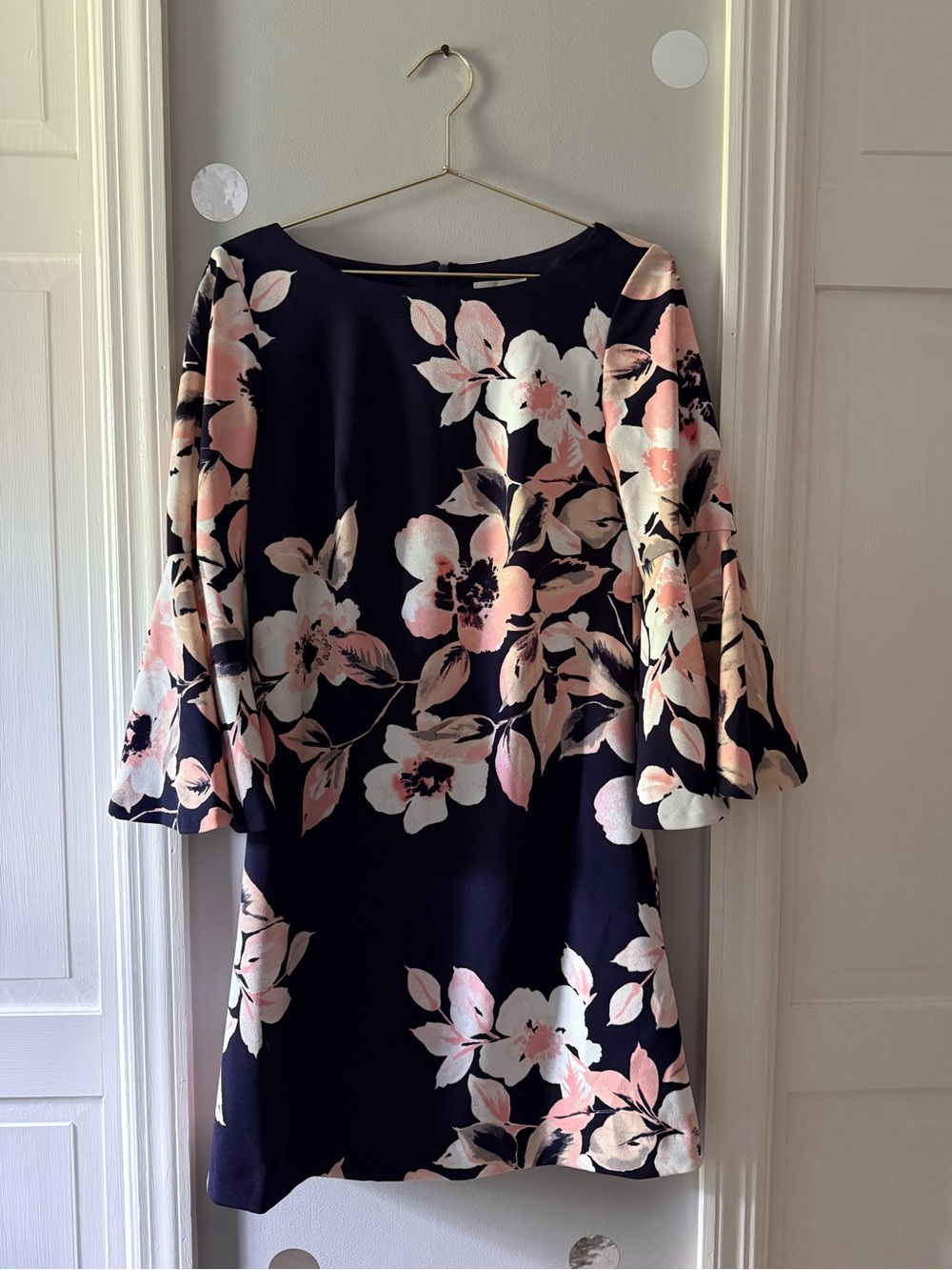 Eliza J Navy Shift Dress with Pink Floral Print